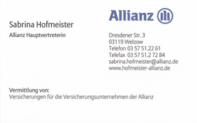 Welzower Carneval Club - Sponsor Allianz Sabrina Hofmeister